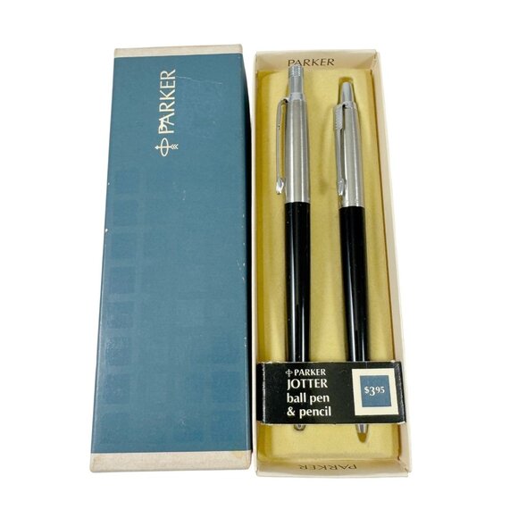 Parker Jotter Pen & Pencil Set Black Vintage 1960s in Original Box - Picture 1 of 7